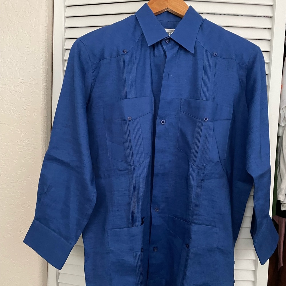 Blue Cuban Guayabera